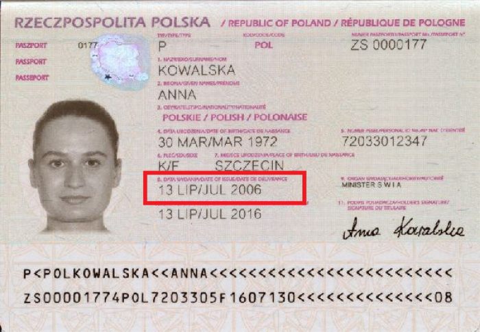 Data wydania paszportu na potrzeby wniosku ESTA