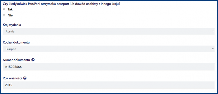paszport lub dowod osobisty z innego kraju w aplikacji ESTA