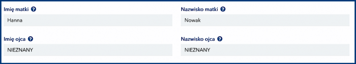 Nazwiska rodziców we wniosku ESTA